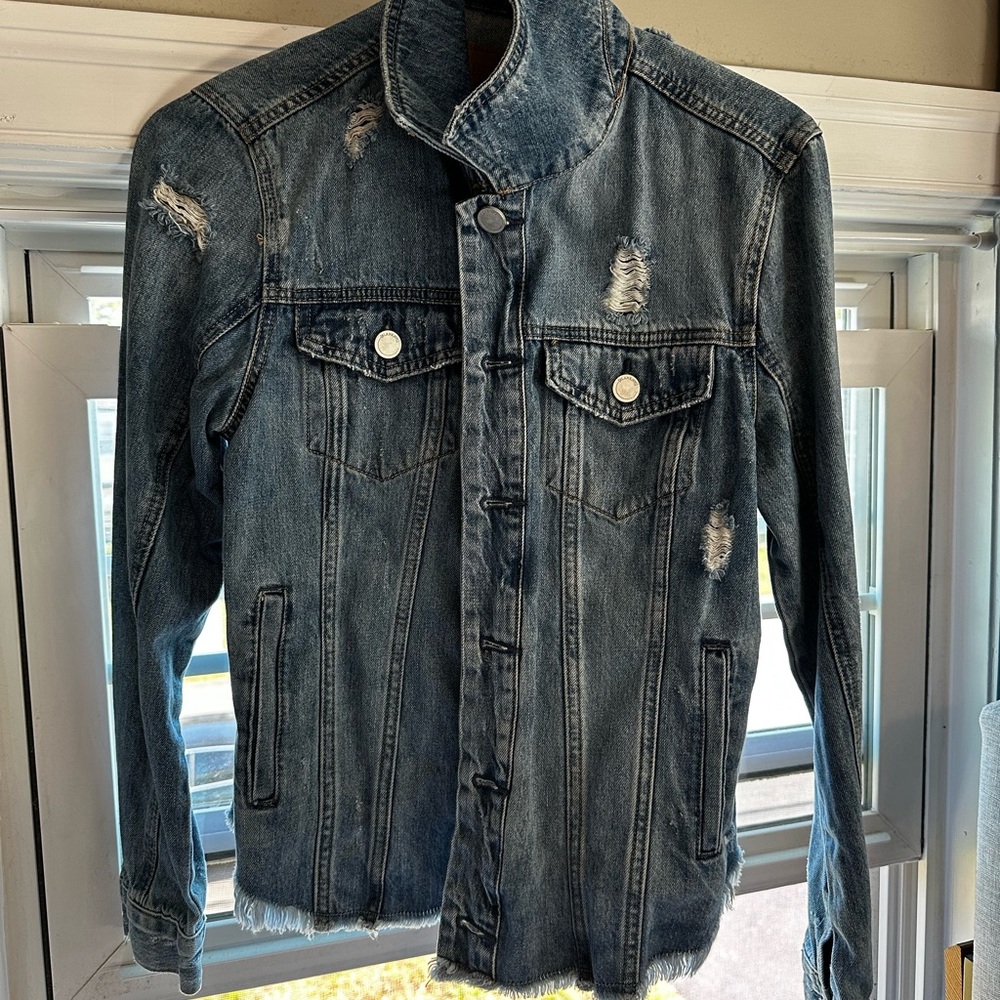 Denim Distressed Jacket for Women